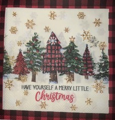 Two Paper BEVERAGE Decoupage Art Craft Napkins Christmas /trees 5×5