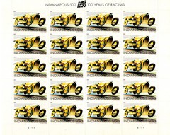 USA 2011 INDIANAPOLIS 500, 100 YEARS OF RACING,20 STAMPS, FOREVER,SCOTT 4530 MNH