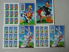 LOONEY TUNES Collection, Post cards, Stamps & Stamped Comic book.