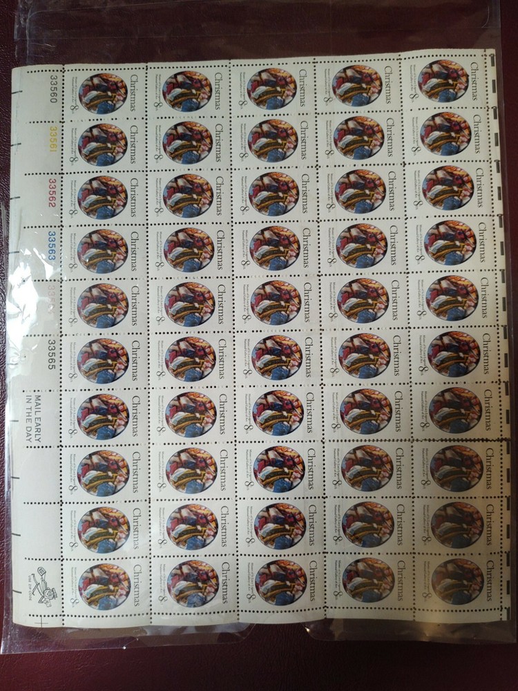 1972 Postage Stamp Full Sheet, Traditional Christmas: Mary Queen of Heaven #1471