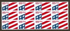 U.S. Scott# 2475a, 1990 25c Flag Issue, ATM Pane of 12 Stamps, SCV: $6.60