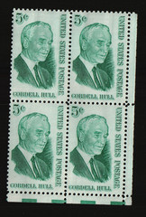 1963 5c Cordell Hull Plate Block of 4 Scott #1235 ST004