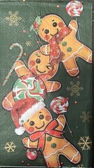 TWO Individual paper dinner Decoupage napkins Gingerbread/christmas Trees/snow