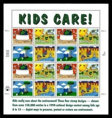 1994 Full Sheet 32 Cent 16 Stamps Kids Care