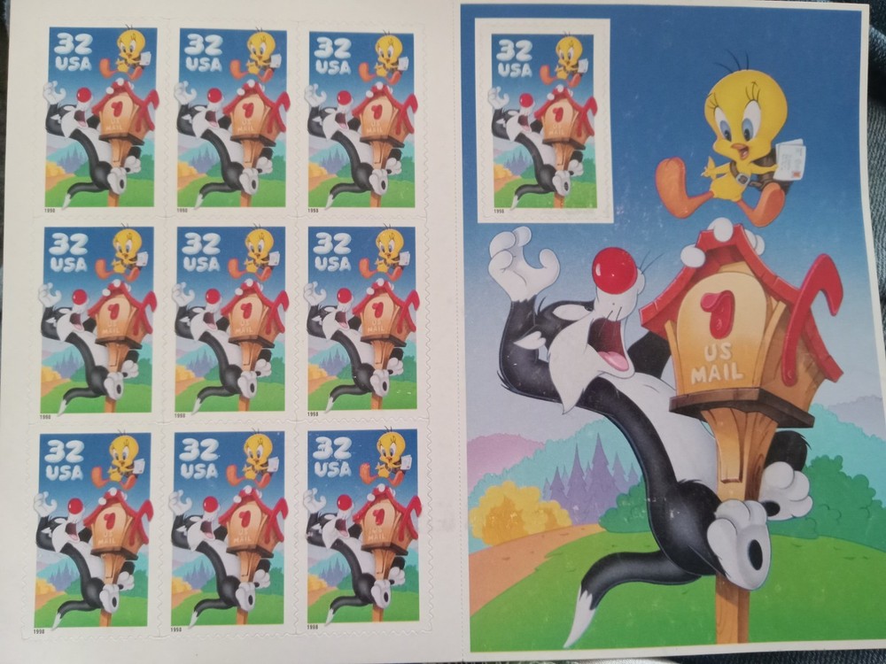 Scott#: 3204 Sylvester & Tweety Bird Pane of 10×32¢ 1998 Stamps – Lot 17