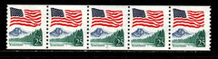 US Stamps – 25¢ Flag/Yosemite Park – Plate #6 Coil Strip of 5 MNH stamps SC#2280
