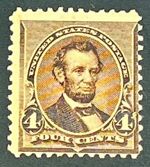  Scott 222 4c Dark Brown Lincoln 1890 Stamp mint lightly hinged