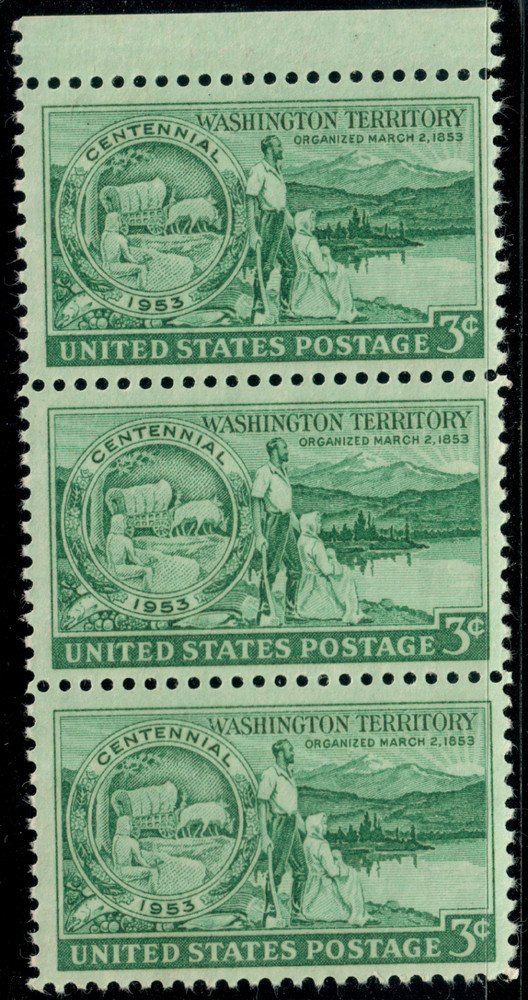 USA – 1953 – The 100th Anniversary of Washington Territory – 3¢ x3 – #2778