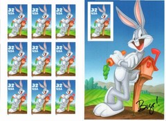 Scott#: 3137 – Bugs Bunny 10×32¢ 1997 Avery self-adhesive pane of 10 – Lot 5
