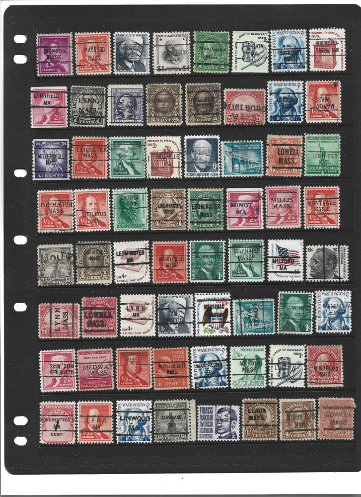 PRE CANCEL STAMPS «Massachusetts» 64 Different USED Worth Checking
