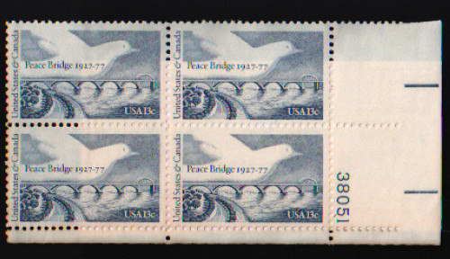 1977 13c Peace Bridge Block of Four Scott #1721 ST107