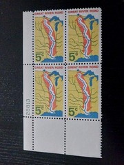 4 Stamps United States Postage 5 Cents Great River Road Unused
