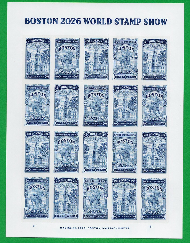 USPS Boston 2026 World Stamp Expo Sheet of 20 Forever Stamps (6030a)
