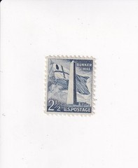 US Stamp 2 1/2 Cents BLUE BUNKER HILL ROTARY PRESS PRINTING NOT POSTMARKED
