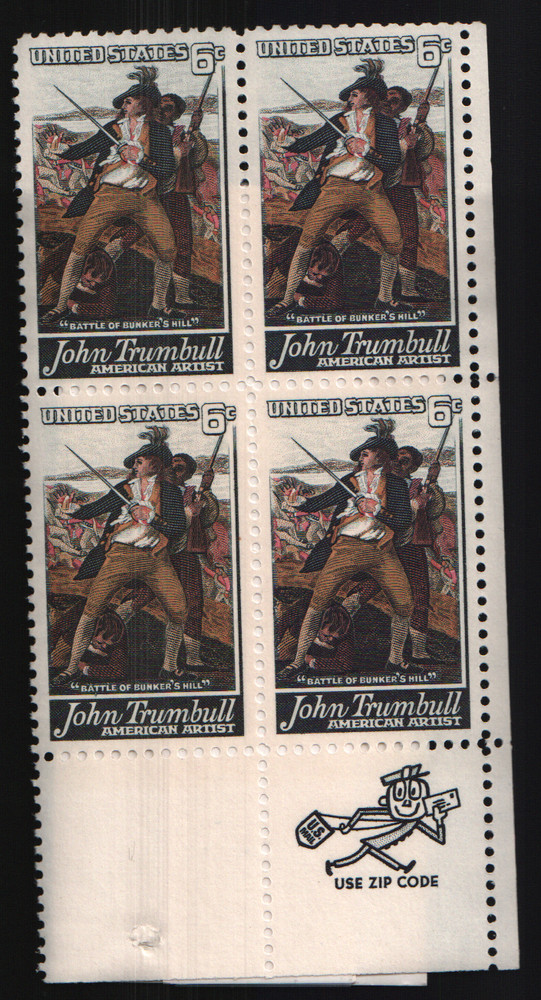1968 6c John Trumbull Block of Four Scott #1361 ST188