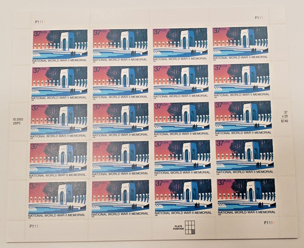 US 37¢ Postage stamps Scott #3862 WWII Memorial DC mint MNH