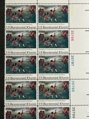 1975 US Scott #1563, 10c Battle of Lexington and Concord Stamps, MNH Block of 16