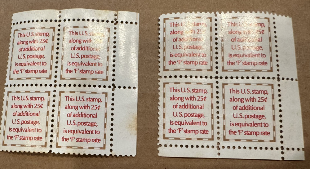 This U.S. STAMP Along With 25c Additional Postage Is Equivalent To F stamp 2 x 4