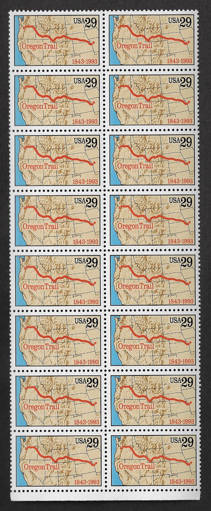 USA Stamps — Pane of 16 — 1993, Oregon Trail #2747 — MNH