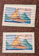 Two (2) American Samoa 33 cent USA cancelled Stamps