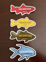 TAILWATERS FLY FISHING CO. STICKERS – 4 TAILWATERS FLY SHOP MULTI-FISH DECALS