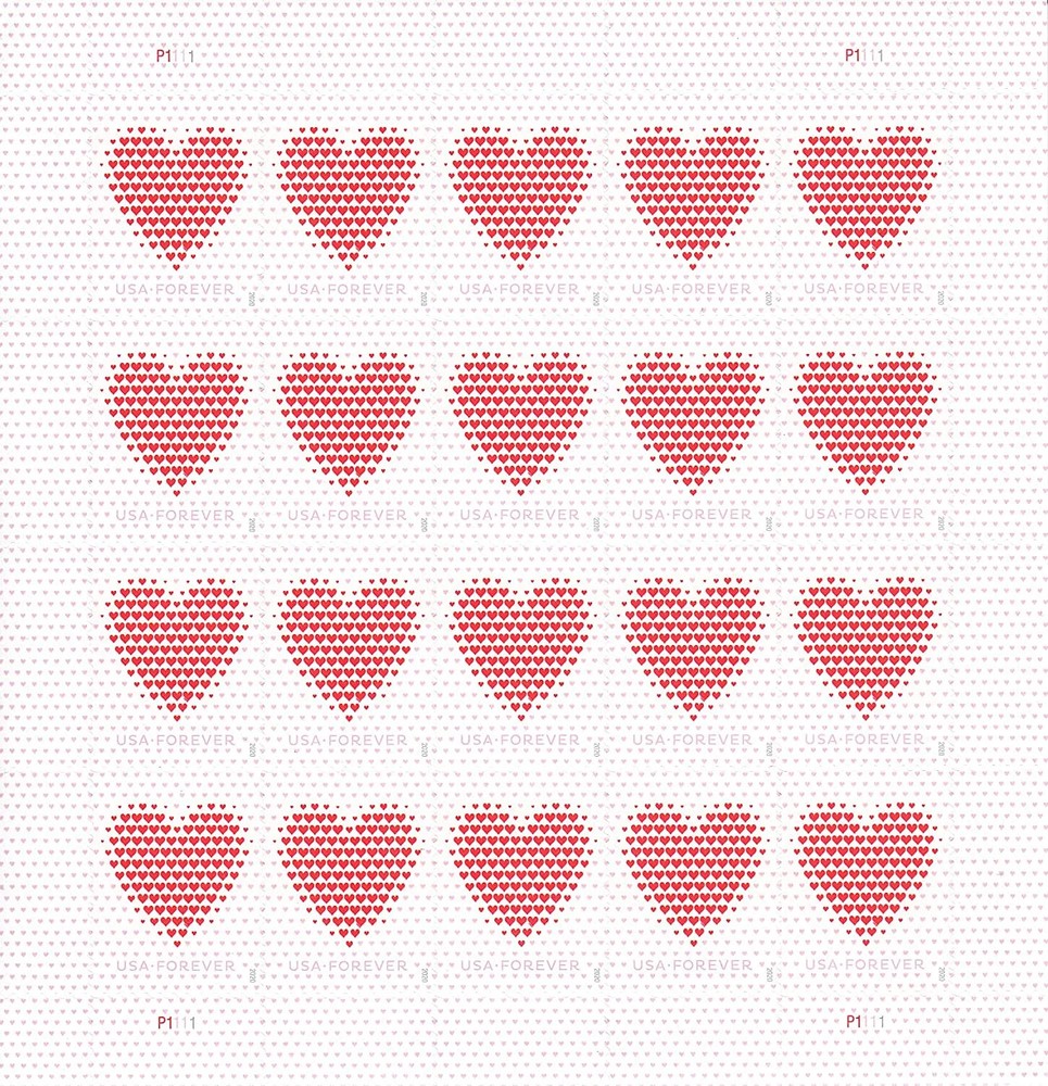 USPS Made of Hearts 2020 Forever Stamps – Sheet of 20 Postage Stamps