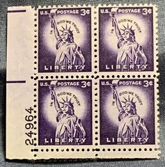 4 cent purple Lady Liberty Stamp
