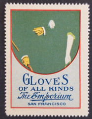 Vintage The Emporium Kinds Of Gloves San Francisco Poster Stamp