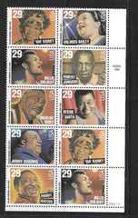 USA SC # 2861a Jazz Singers / Blues Singers Block 10 , Plate # . MNH