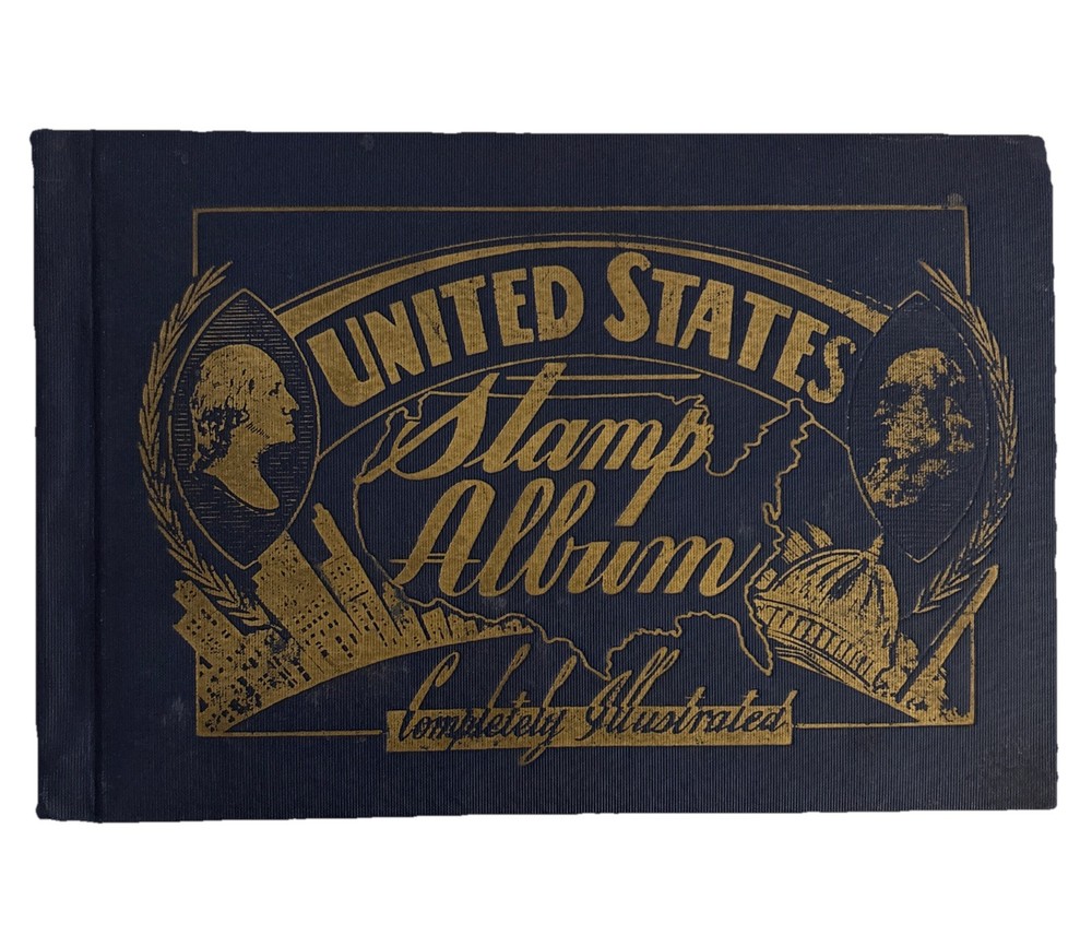 Vintage 1930s U.S. Stamp Album – 1893 Columbians, Prexies, Airmail & Philippines