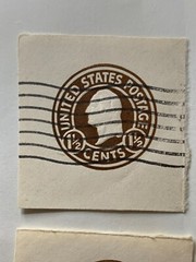 1925 U.S SCOTT#U481 1 1/2 CENT CUT SQUARE USED STAMP (4 pcs)