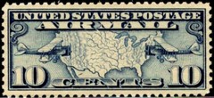 USA, Scott C7, MNH, 1926-7, Map of US and 2 Planes