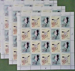 Three Sheets Black-Necked Crane & Whooping Crane 29¢ US Postage Stamps 2867-2868