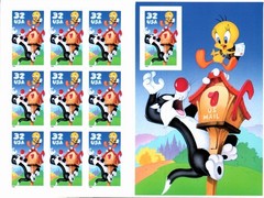 Scott#: 3204 Sylvester & Tweety Bird Pane of 10×32¢ 1998 Stamps – Lot 12