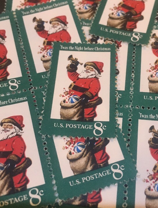 10 Vintage Christmas Stamps…Jolly Santa… Dress Up Your Mail