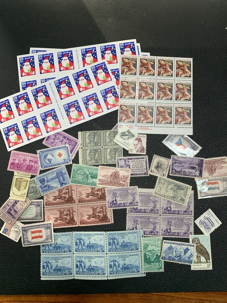Lot of VTG Unused US Stamps, $19.50 Face Value, 3¢, 4.5¢, 5¢, 20¢, 22¢, 25¢, 29¢