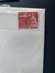 Vintage Us Air Mail Red 8 Cent Postal Stamp On 4 Covers Material Unknown