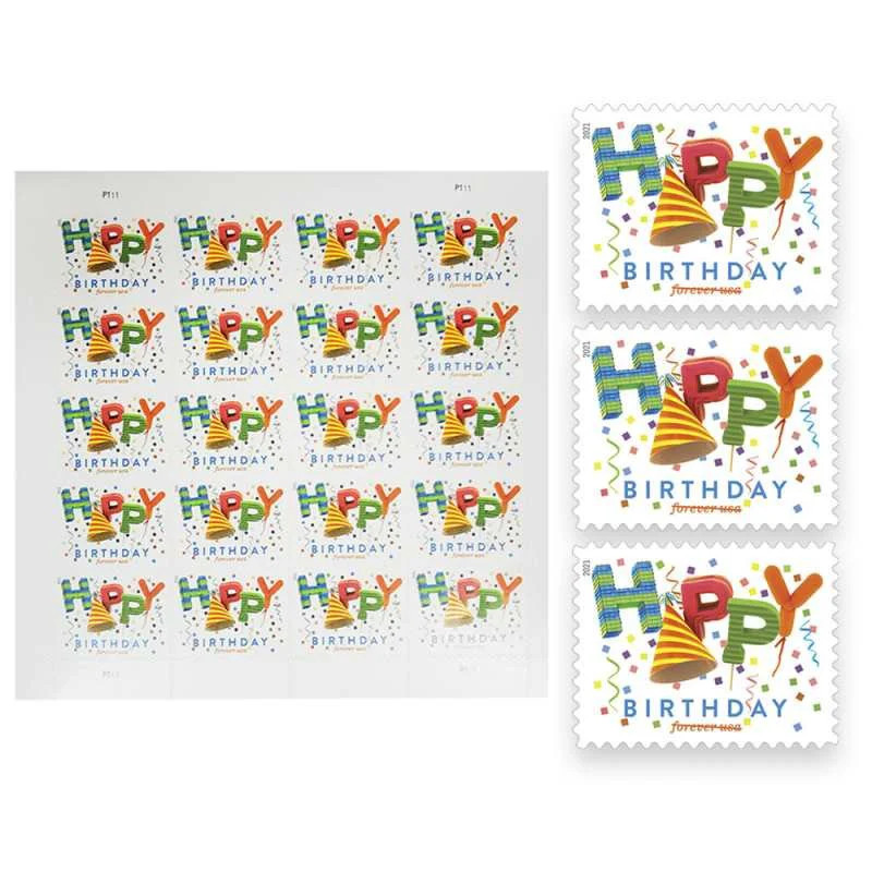 USPS Happy Birthday Forever Stamps 2021 – Sheet of 20 Postage Stamps