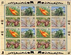 Unused Stamp Sheet Endangered Species United Nations 32 Cents 1996 NEW 16 Total