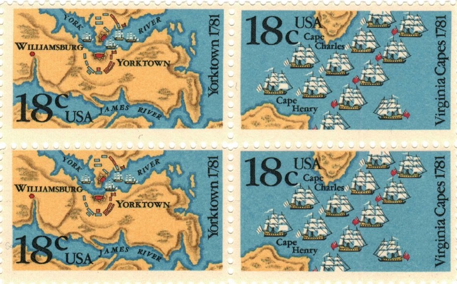 United States 18¢ Battles Yorktown & Virginia Postage Stamp #1937-38 Pack of 100