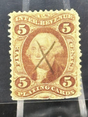 Scott R17c 5¢ Playing Cards Revenue Stamp – Used
