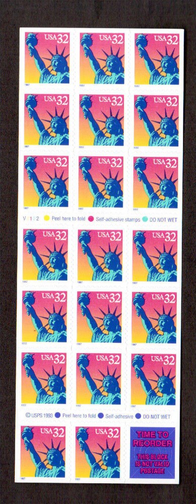 # 3122a Unfolded Booklet of 20 stamps 32 cent Statue of Liberty 1997
