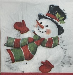 TWO Paper Lunch Napkins Decoupage Art/craft Snowman Winter Fun /snow 6.5”