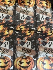 Three Individual dinner Decoupage Napkins/Halloween/Ghosts/pumpkins/web/orange/