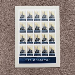 USS MISSOURI FOREVER STAMPS, PANE OF 20 stamps, 2018 issue