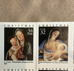 USPS Vintage Christmas 20×2 – .32 & 34¢ Madonna & Child Postage Total 40 Stamps