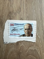 USA Airmail 36 cent stamp SG2358 Igor Sikorsky 1988 – USED
