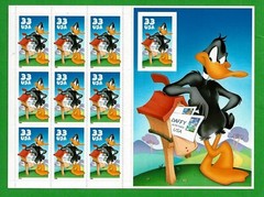 Daffy Duck Die-Cut  Error on 10th Stamp not perforated 3307 Warner Bros 33c MNH