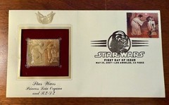 Princess Leia Organa & R2-D2 Star Wars Disney 22KT Gold Stamp 1st Day USPS