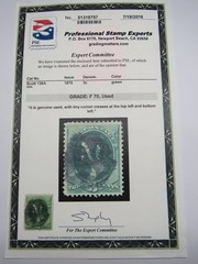 PSE Certified Stamp! 1870 U.S. POSTAGE 3¢ GR-F70, USED Stamps STP-31-IB
